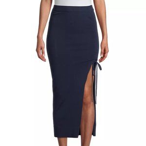 Don't Buy! ISO! MICHAEL Michael Kors Ruched Knit Midi-Skirt in Midnight Blue